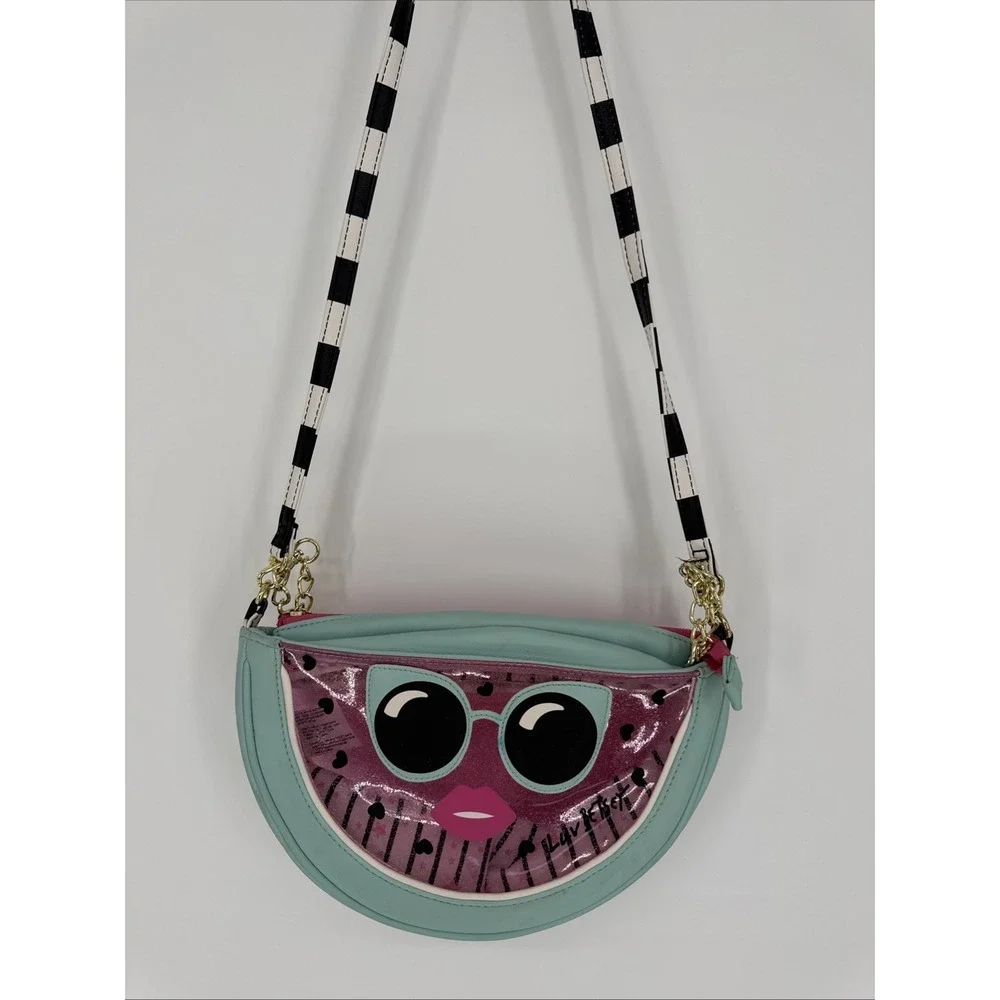Luv Betsey Betsey Johnson Watermelon Crossbody Bag Sunglasses Pink Glitter